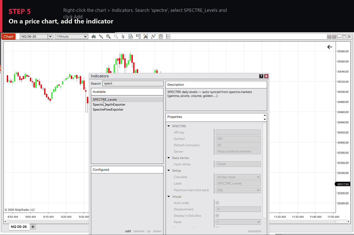 Step 5 — add the indicator to a chart